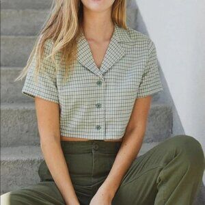🩷5/$25🩷John Galt Green Checkered Crop Top
